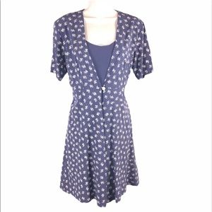 Vintage 1990s Grunge Floral Layered Dress, Size 9